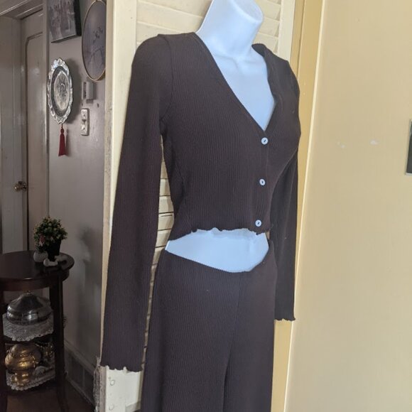 Dark Brown Knit Set - Pants Set - Size Small - Picture 3 of 5